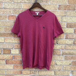 Vintage Burberry Brit V Neck Shirt XL Red